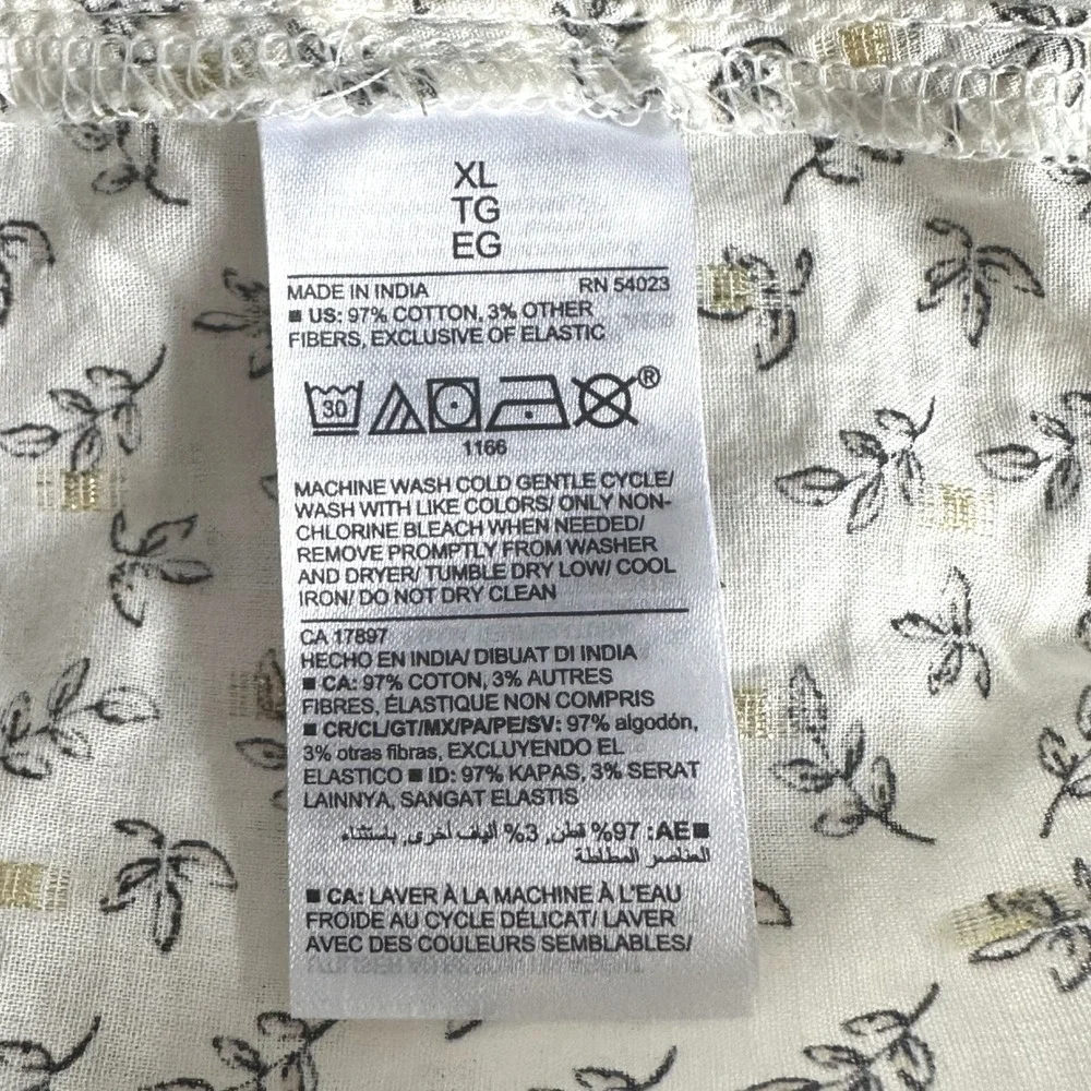 Old Navy Boho Cottagecore Cream Gold Ditsy Floral Square Neck Milkmaid Blouse XL
